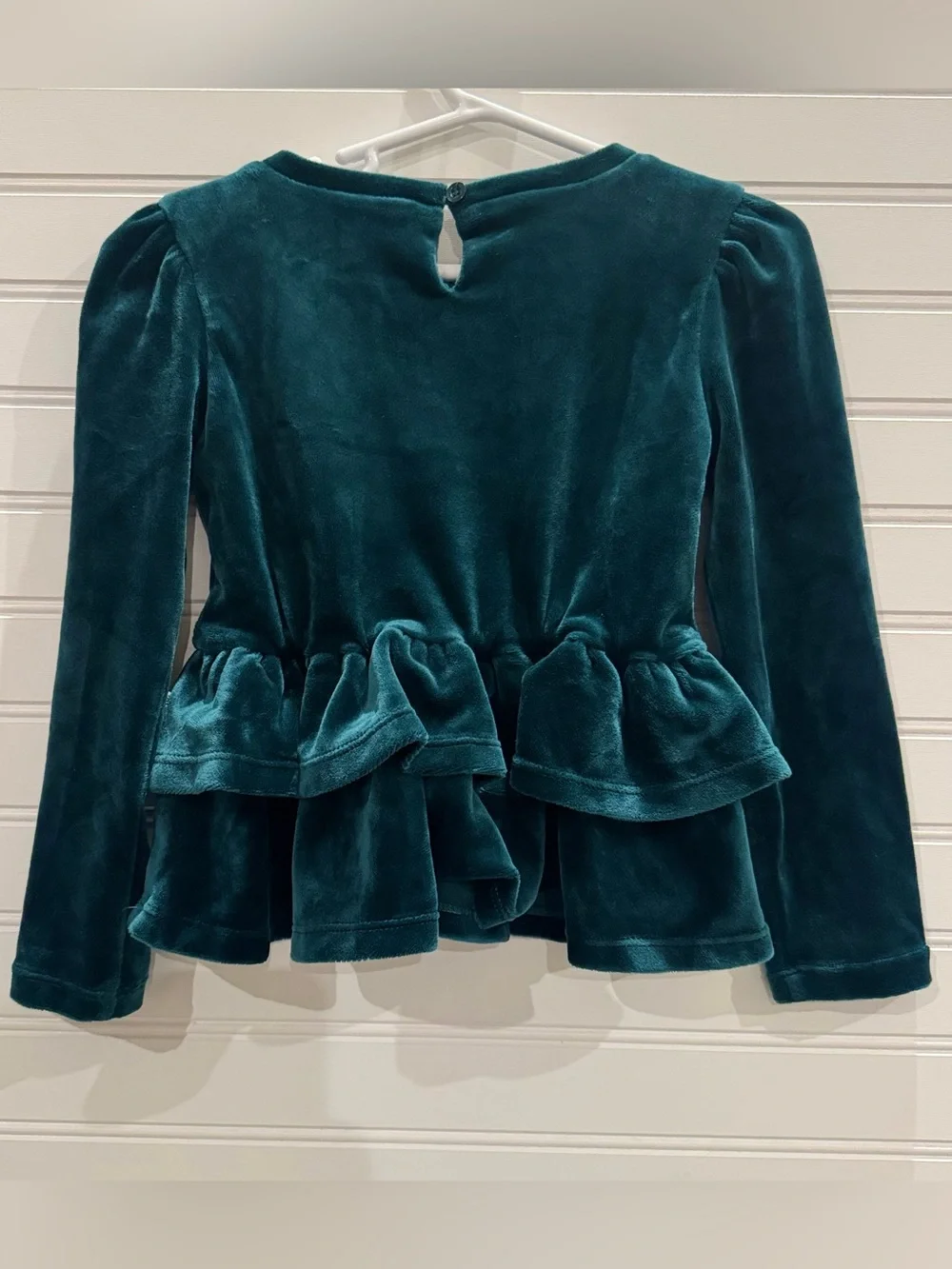 Little Sleepies PLAY 3T Emerald Green Velvet Tiered Peplum Top Holiday LE790725